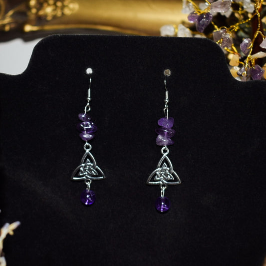 Trinity Knot Amethyst Earrings