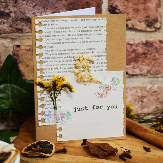 Just For You Botanical Scrapbook Bookish Greeting Card