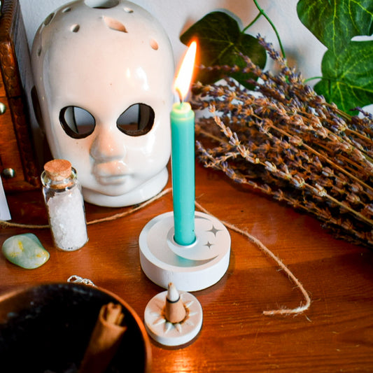 White Moon Spell Candle Holder