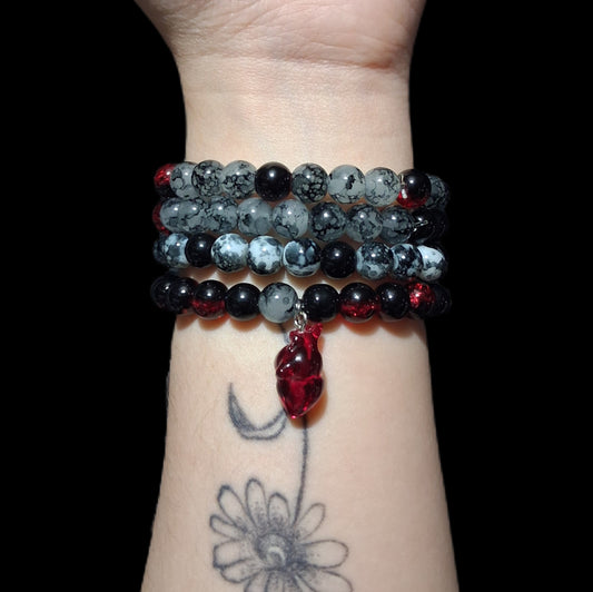 Blood Moon Glass Bead Bracelet