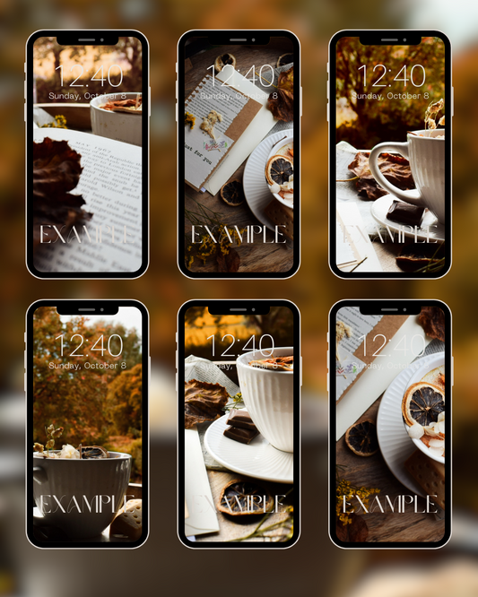 Digital Download 6 Cosy Autumn Mobile Wallpapers