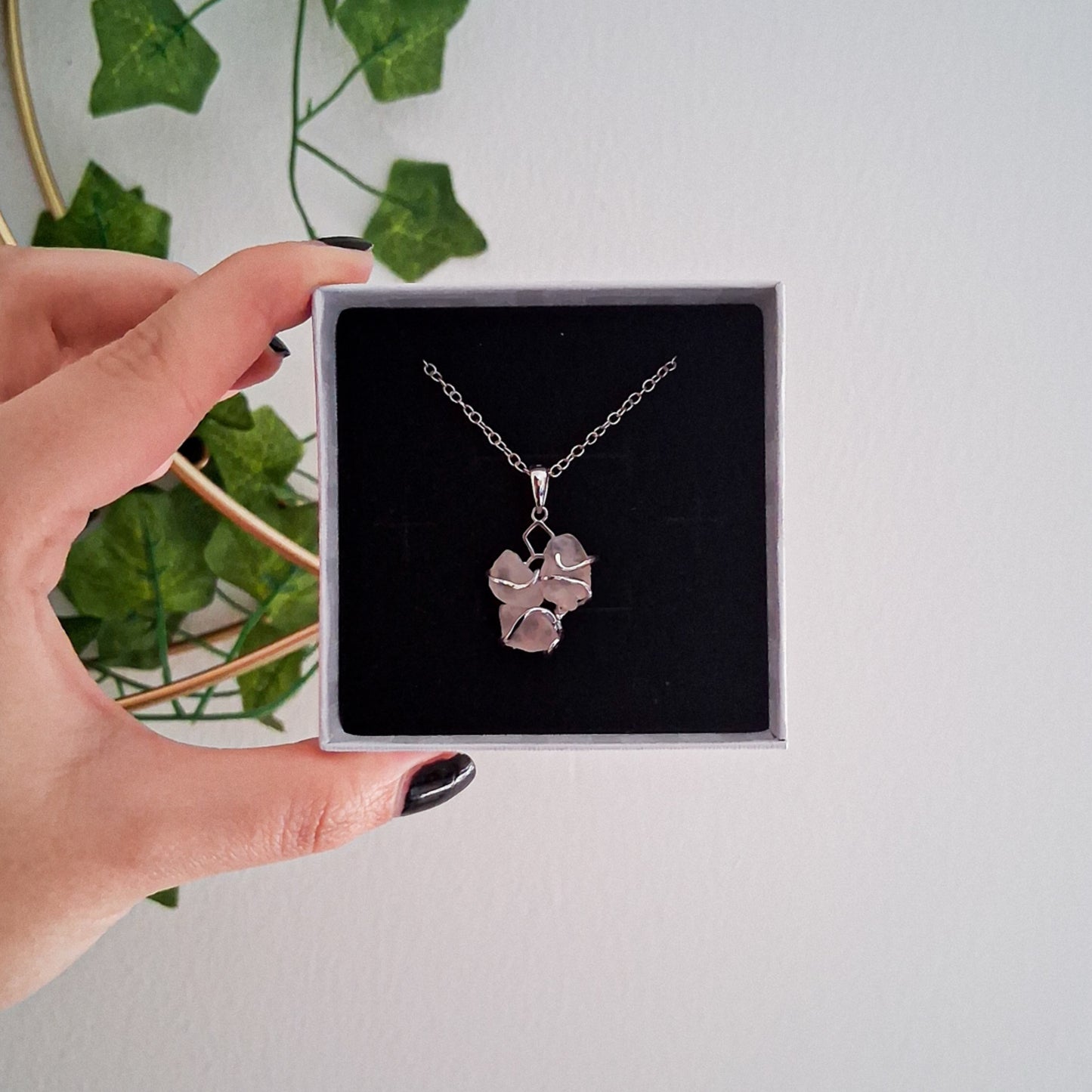 Rose Quartz Sterling Silver Wrap Necklace