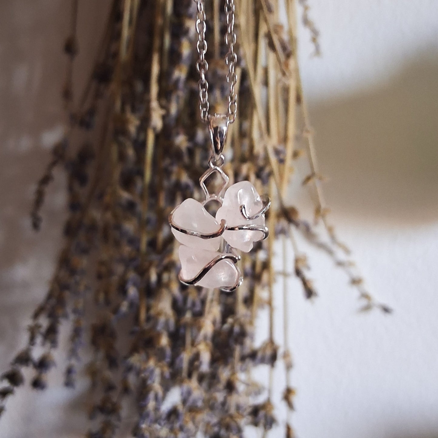 Rose Quartz Sterling Silver Wrap Necklace