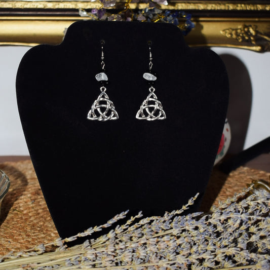 Celtic Trinity Knot Obsidian Earrings