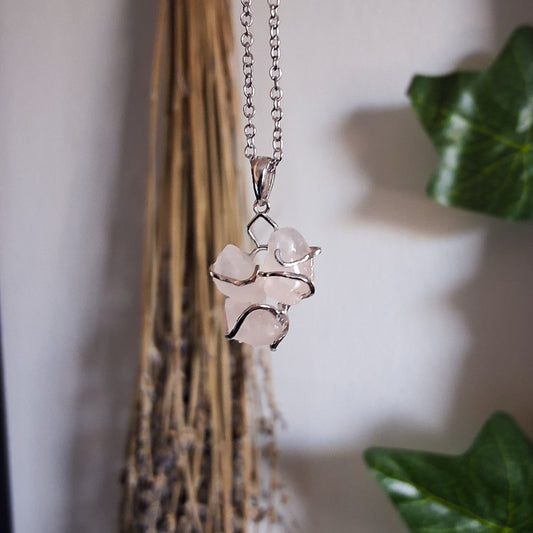 Rose Quartz Sterling Silver Wrap Necklace