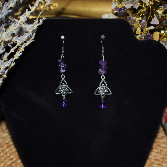 Trinity Knot Amethyst Earrings