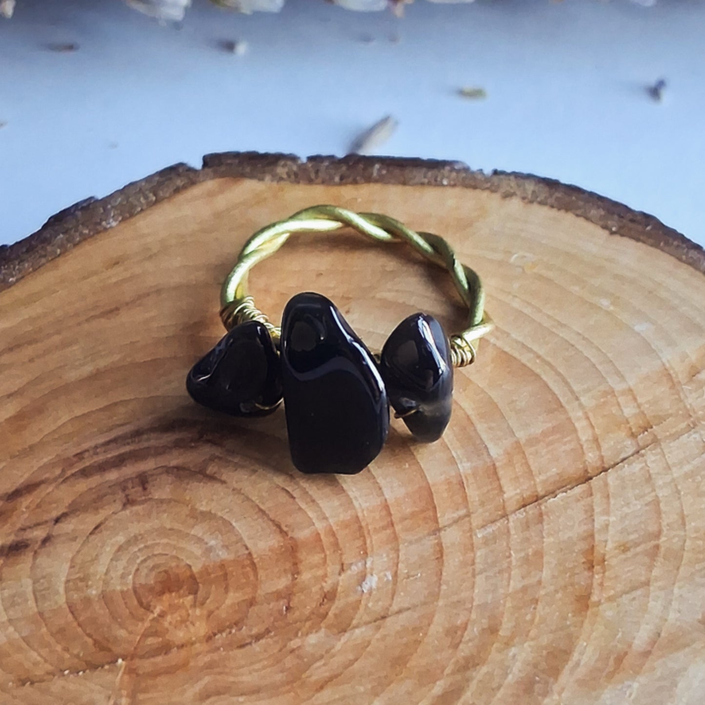 Obsidian Wire Wrap Ring