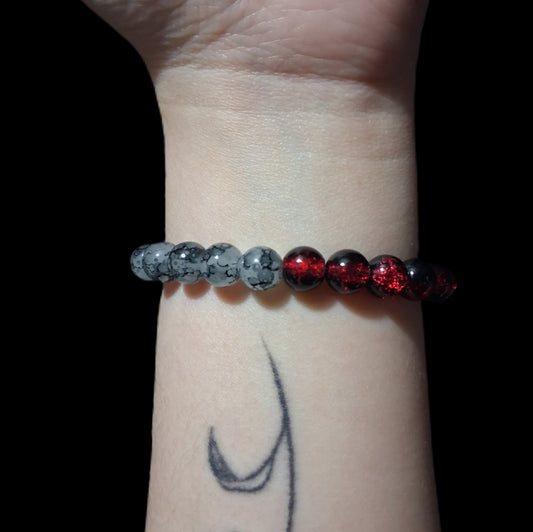 Blood Trinity Glass Bead Bracelet