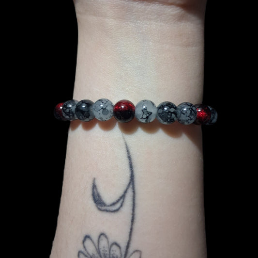 Blood Moon Glass Bead Bracelet